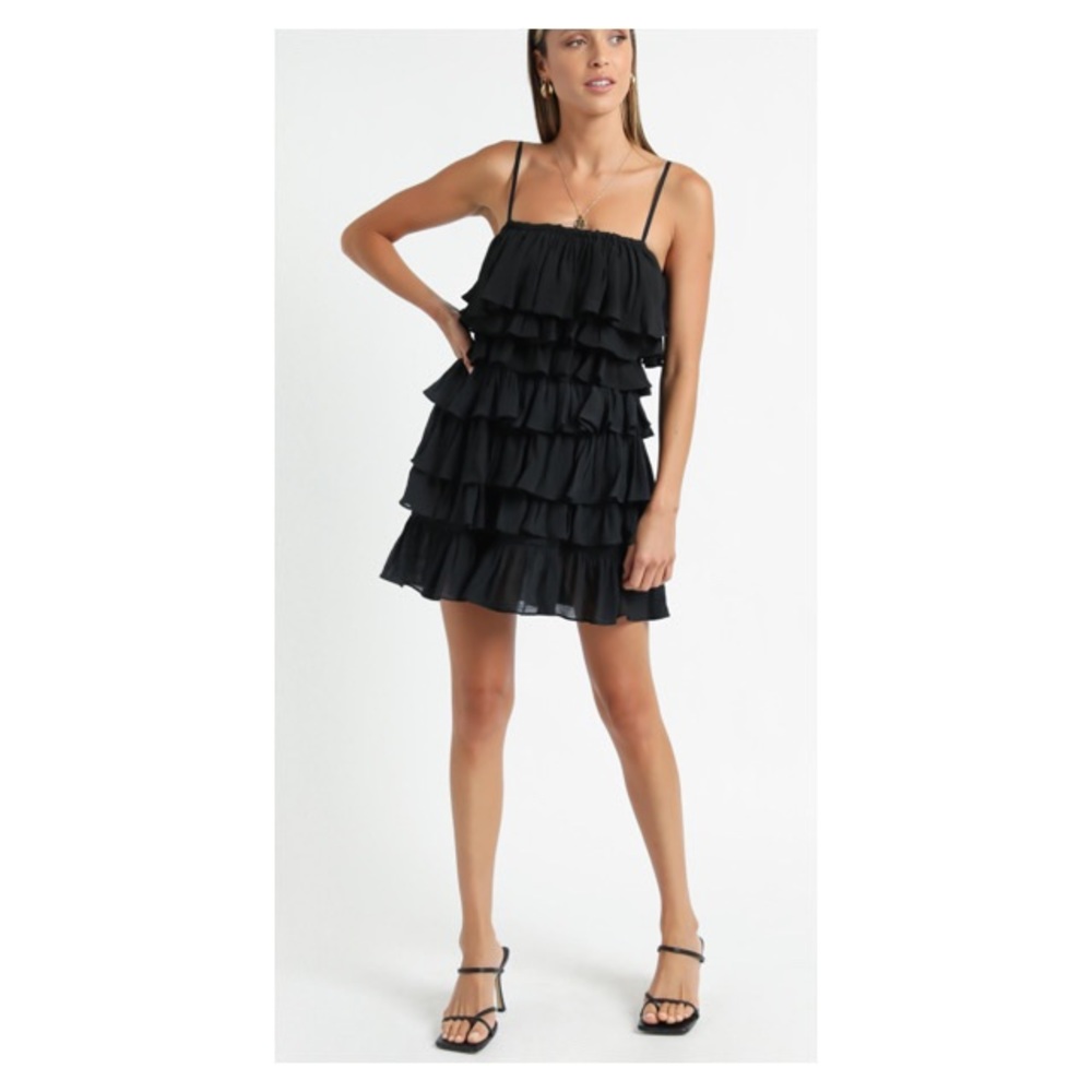 J. Crew Dress Strapless black sexy cascade dress 100% silk Dress Size 6
